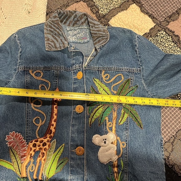 Vintage embroider Jean jacket jungle theme - Picture 7 of 10
